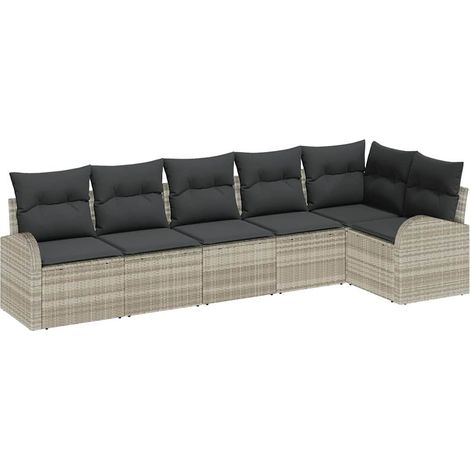 Maison Exclusive - Gartensofa-set Hellgrau Poly-Rattan