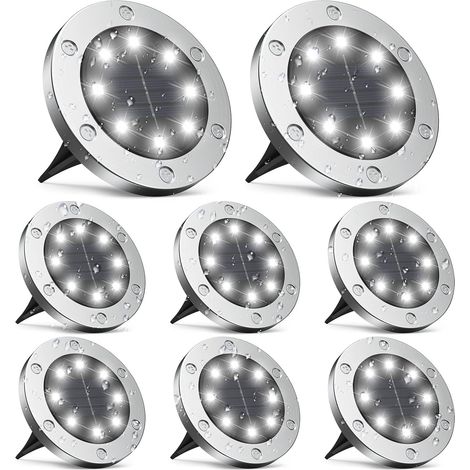 Outdoor Solar Light, 8 Pieces Outdoor Solar Light, 8LED Outdoor Solar Garden Light, Outdoor Solar Spotlight IP65 Waterproof, Decorative Outdoor Solar Light For Patio Path (1/5)