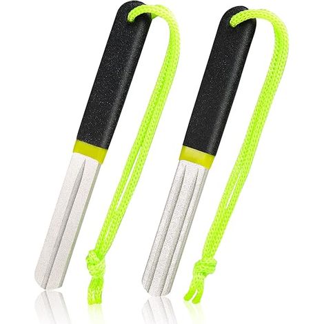 Lime à hameçons - Lime diamant double face fine et moyenne - Poignée ergonomique antidérapante - Pour pêche en eau douce et en mer - 2 pièces (1/3)