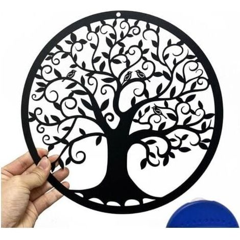 Tree of Life Silhouette Metal Wall Art Decor Indoor Outdoor Art Gift Garden Home Decor (Black, 28 x 28cm) MUMU (1/4)