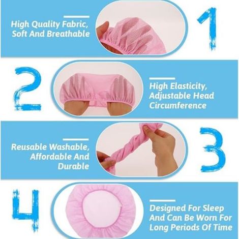 Filet à cheveux - Jeffdad - Lot de 4 - Coton respirant - Bonnet de nuit - Confortable et ajustable (1/4)
