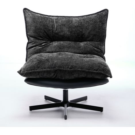 CHICFURN Sillón relax giratorio 81 cm gris oscuro, respaldo regulable 95° a 125°, metal negro (1/5)