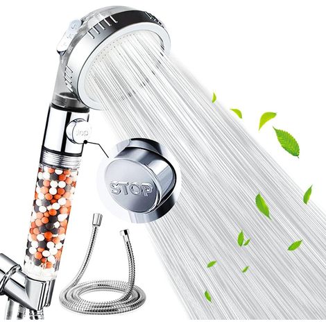 Pomme de douche filtrante, haute pression, économie d'eau, 3 modes avec fonction de pause marche/arrêt, filtration pour camping-car, 1,6 GPM pour spa peau sèche et cheveux (pommeau de douche (1/5)