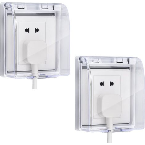 2 PCS Boîte étanche universelle pour prise, 86 type prise interrupteur mural boîte panneau avant, boîte de couvercle étanche en plastique (transparent) (1/5)
