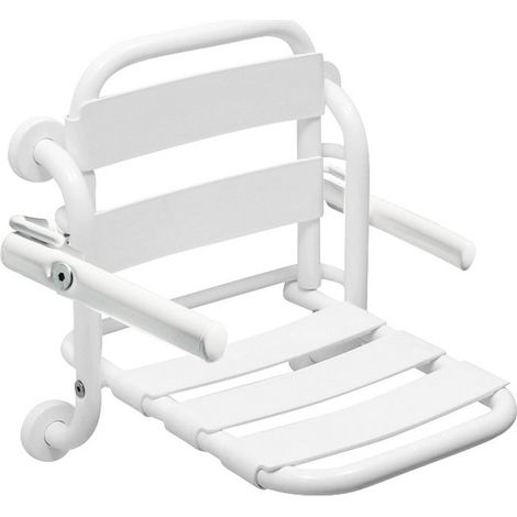 Klappbarer Duschsitz Serie EASY mit Rückenlehne und Armlehnen, Wandmontage, lackiert - Idral