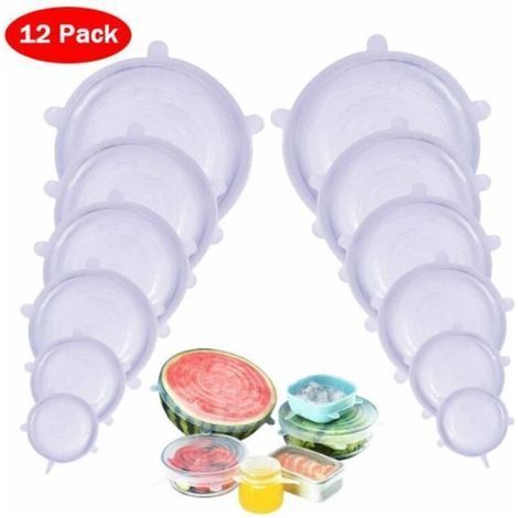 Set di 12 coperchi in silicone elastico, copri sapone in silicone, coperchi per barattoli, senza BPA (1/4)