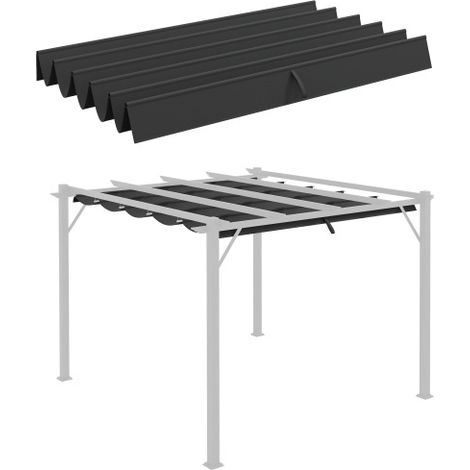 Retractable Pergola Shade Cover, Replacement Canopy Fabric for 3 x 3 (m) Pergola, Gazebo Retractable Roof, Dark Grey
