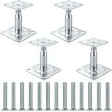 Accessoire pour poteau Lot de 4 supports de poteau surélevés galvanisés réglables de 100 à 150 mm, support de toit robuste pour construction (1/5)