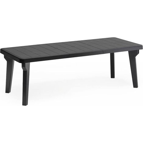 Tavolo da esterno Anatre, Base per picnic, Piano da pranzo da giardino, Banco outdoor multiuso, Made in Italy, 160/220x90 h74 cm, Antracite (1/4)