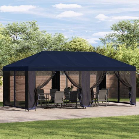 Gazebo con paredes laterales 6 x 3 m Azul Poliéster y Acero 190 (1/5)