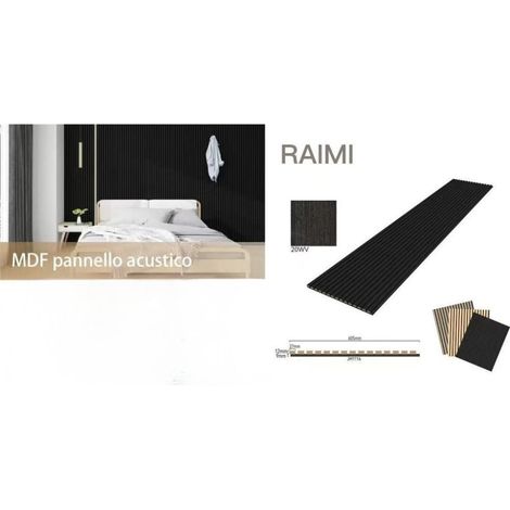 TrAdE Shop Traesio - Pannello Acustico Mdf Nero Opaco 21x600x2400 Mm Fonoassorbente A Doghe - (1/4)