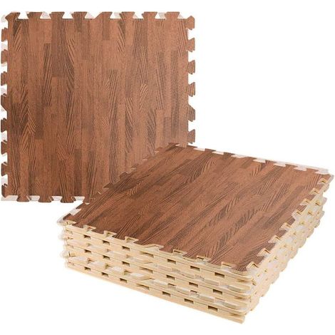 12pz Tappeto per Palestra Pavimento Puzzle Incastro Tappetino Ginnastica Fitness bambini gioco 60x60cm, Marrone