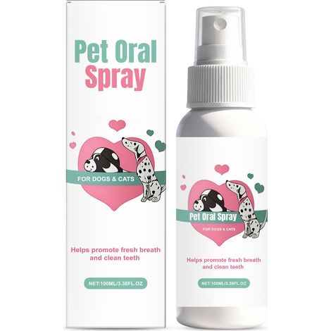 Mundspray für Haustiere, geeignet für Katzen und Hunde, erfrischt den Atem, entfernt Zahnbelag, schützt Zahnfleisch und Zähne – 100 ml -- DE (1/5)