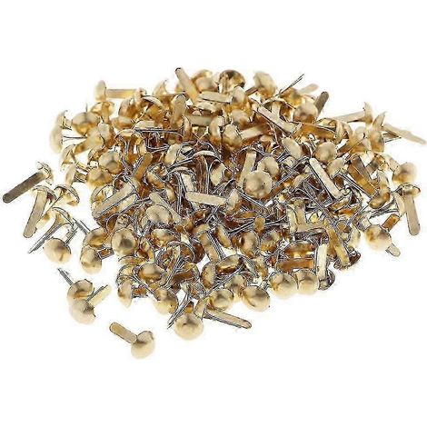 100 mini rivets décoratifs en métal, compatibles avec la création de cartes et le scrapbooking (4,5 mm, 5,5 mm, 6 mm), 4,5 x 8 mm, dorés.