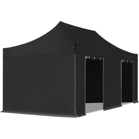 TOOLPORT 3x6 m PVC 800 Pop up gazebo party tent PREMIUM Steel 40 mm, incl. Sidewalls, fire resistant, black