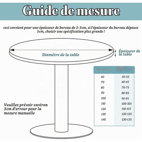 Table ronde 90 cm avec bord élastique, nappe imperméable Table de table lavable en extérieur pour jardin de cuisine (pour table 80-85 cm) (1/4)