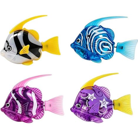 Set of 4 Robo Fish, Fish Robot Bathing, Swimming Fish Robot with LED Light, Reusable Electronic Children's Toy for Cats, Pools, Pets and Children (1/5)