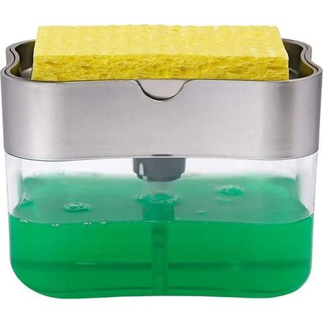 Ensemble distributeur de savon, organisateur d'évier, distributeur de savon à pompe avec porte-éponge, distributeur de liquide vaisselle, porte-ustensiles de cuisine (1/5)