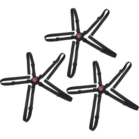 Harnais universel pour chaise haute, fixation ronde réglable à 5 points, courroie de remplacement, couleur rouge-noir (1/5)