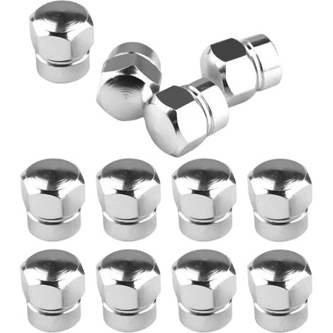 12 Pièces Bouchons Valve De Pneu, Bouchons Tige De Valve Pneu en Aluminium avec Joint Hexagonal Bouchons Valve Pneu, Chapeaux Anti-Poussière Voiture pour Moto, Bicyclette, Camions(Argent) (1/5)
