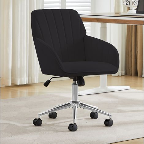 Sedia da ufficio girevole regolabile 50x50x50-59 cm nera in velluto con schienale ergonomico