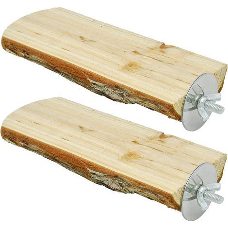 Set of 2 Natural Wood Parrot Perches - Flat Play Stand for Small and Medium-Sized Birds (1/4)