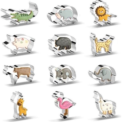 Emporte-pièces - 12 Pcs - Acier Inoxydable - Animaux de Dessin Animé - DIY Décoration Gâteau (1/4)