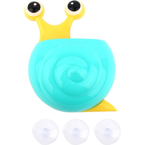 Porte-Brosse À Dents - Ventouse Forte - Pour Salle De Bain Et Miroir - Design Escargot - Bleu - 1 Pièce (1/5)