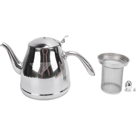Théière Inox 1,5L Bec Col de Cygne Filtre Intégré Résistante Chaleur Design Élégant pour Cuisine Maison (1/5)