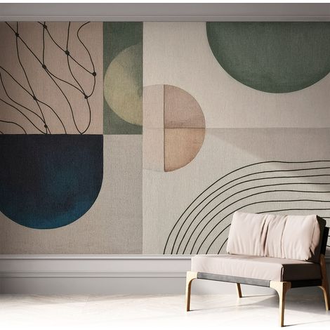 Selbstklebende Tapete - Wanddekoration Wohnzimmer - Tapete Schlafzimmer Geometrische Formen 312x219 cm (1/5)
