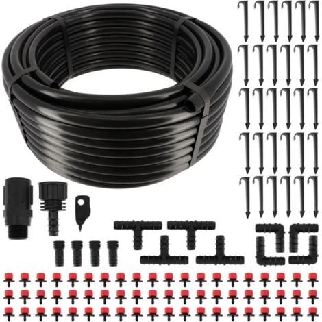 Kit d'arrosage goutte à goutte - Tuyau 30m dia16mm - 60 goûteurs à débit eau réglable - Système irrigation Serre Plante Potager (1/5)