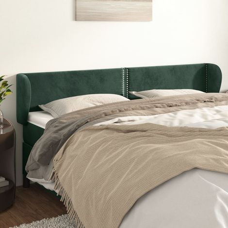 Cabecero de terciopelo verde oscuro 203x23x78/88 cm vidaXL (1/5)