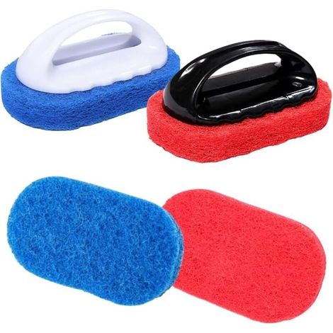 4-teiliges Teppichbürsten-Set, Reinigungsschwämme mit Griff, Dekontaminationsschwammbürste, Schleifpads, Reinigungsbürste, Poolreinigungsbürste für Küche und Bad (1/4)