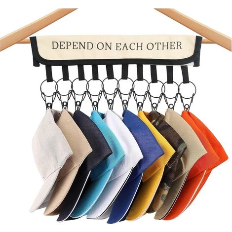 Organisateur de chapeaux pour placard avec 10 pinces suspendues – Porte-casquettes compact et pratique pour ranger chapeaux, casquettes et bérets