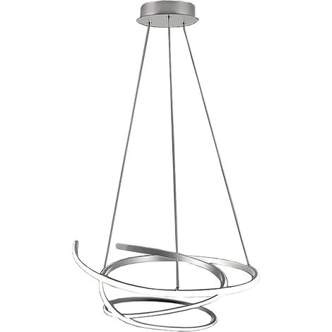 Curvy - Suspension Led 45W 4500K Ip20 Avec Structure En Aluminium Finition Argent Satiné, Design Sinueux Et Arrondi - Groupe Rossini (1/5)