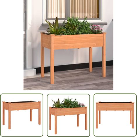 The Living Store Pflanzkübel mit Einsatz Braun 118x59x76 cm Massivholz Tanne - Holzpflanze - Gartentöpfen - Blumenerde - Balkonmöbel - Terrasse Dekoration (1/5)