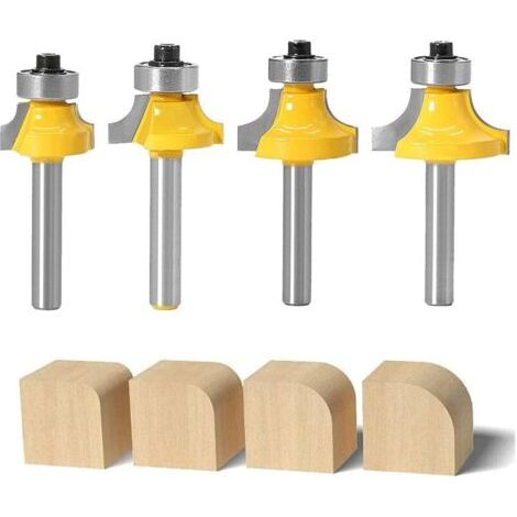 Houhence – Fraises à défoncer en carbure 8mm – Lot de 4 – Pour bois dur – Coupe lisse et précise – Compatible avec routeurs 1/4 pouce - 8Mmnettoyage (1/5)