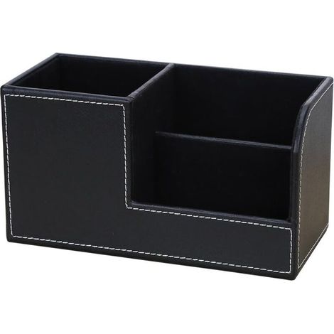 Boîte de rangement multifonctionnelle en cuir, noire (1/5)
