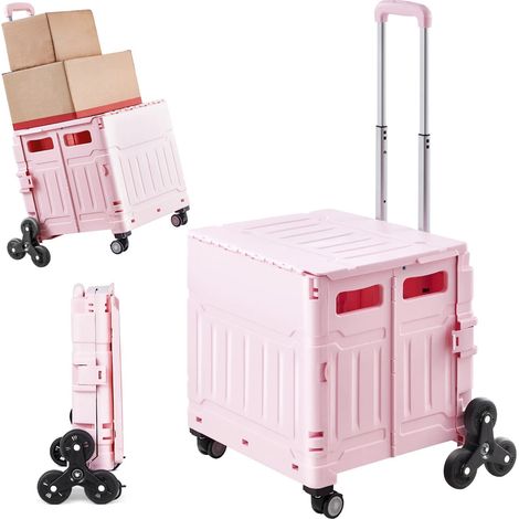 Chariot Pliant 68 kg avec Caisse Intégrée, Chariot Utilitaire à Roues pour Courses, Bureau et Transport (1/5)