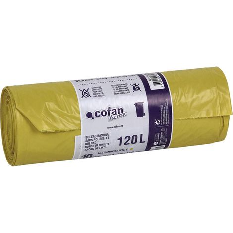 BOLSA DE BASURA 90X110 GALGA 150 COLOR AMARILLO 10 UDS.