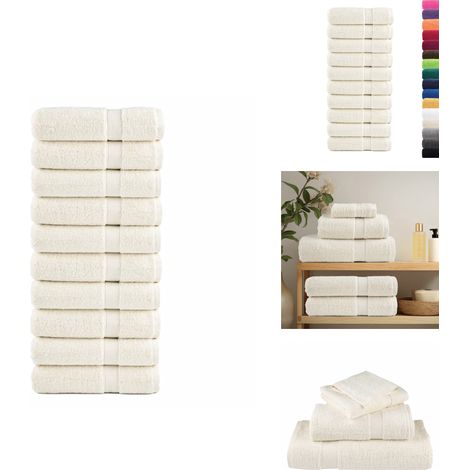 Premium-Badetücher SOLUND 10 Stk. 100x150 cm 600 g/m² - Baumwolle - Badehandtücher - Cremefarben - Handtücher - Waschen (1/5)