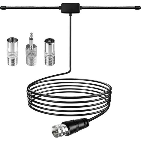 Hochwertige DAB-Antenne für HiFi-Tuner und Stereo-Receiver zur Verbesserung des Signalempfangs, inklusive 3 m Koaxialkabel, Schwarz