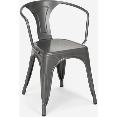 sedie industrial con braccioli acciaio per cucina e bar steel arm - Grigio Scuro (1/5)