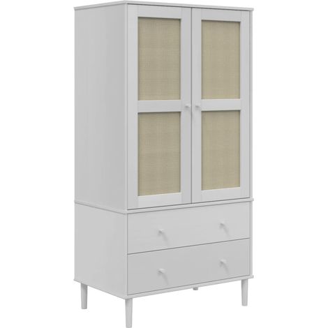 Wardrobe SENJA Rattan Look White 90x55x175 cm Solid Wood Pine vidaXL (1/5)