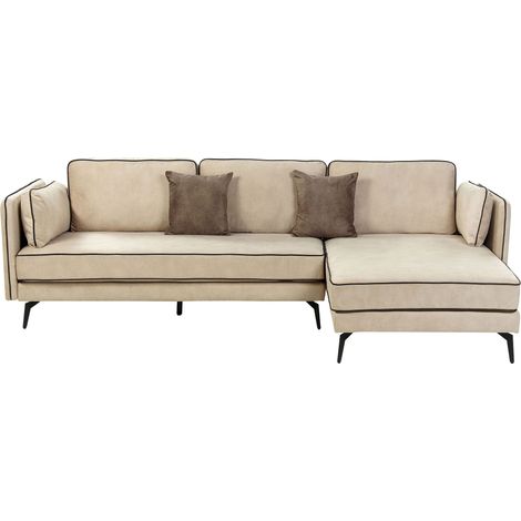 Corner Sofa 3 Seater ALTAN Velvet Beige Left Hand (1/5)