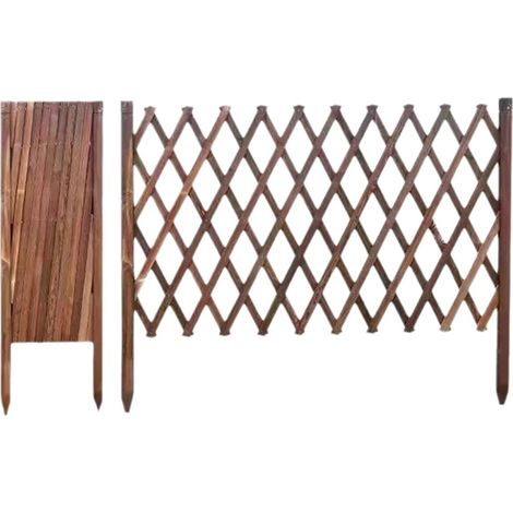 Treillis extensible pour jardin extérieur, clôture en bois rétractable avec motif losange décoratif, clôture en bois autoportante pour jardin, pelouse ou balcon (1/4)
