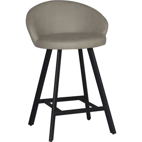 Sgabello con seduta imbottita in nabuk colore tortora e gambe nere - Ikadis (1/4)