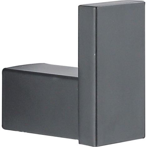 Juego de 2 ganchos para toallas de baño, fabricados en acero inoxidable SUS304, estilo cuadrado, color negro. (1/5)