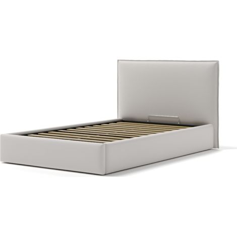 letto piazza e mezza contenitore "zoom" in ecopelle bianco 120x190 cm (1/4)