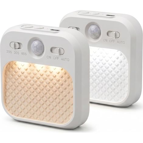 Lot de 2 veilleuses magnétiques pour cabine de croisière – Veilleuse LED à détecteur de mouvement pour les toilettes et la table de chevet, rechargeable par USB-C, intensité variable – Indispensable p (1/5)